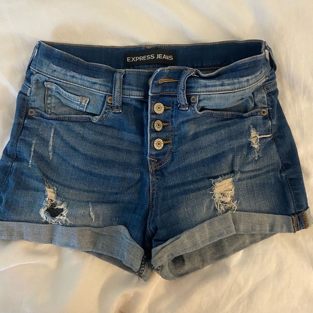 Buttoned Jean Shorts
